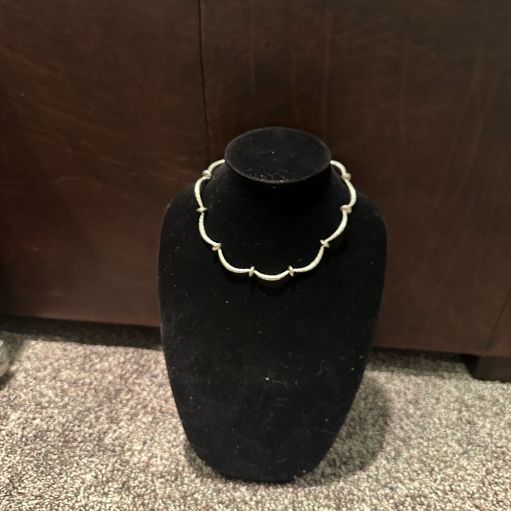 Hand Crafted Sterling Silver Wavy Scalloped Choker Necklace